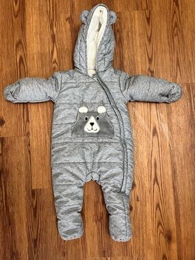 wonder nation Gray Bear Snowsuit One-Piece with Hood